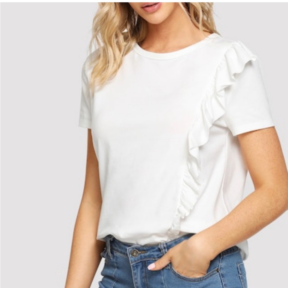 Sanctuary White Ruffle‎ Top Size XL